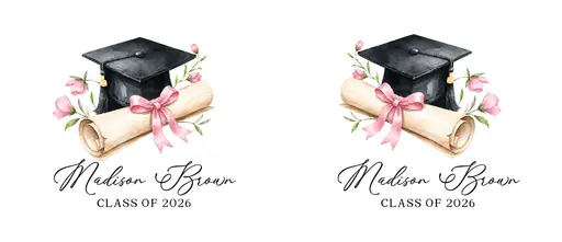 11oz Graduate Mug — Diploma & Pink Blooms