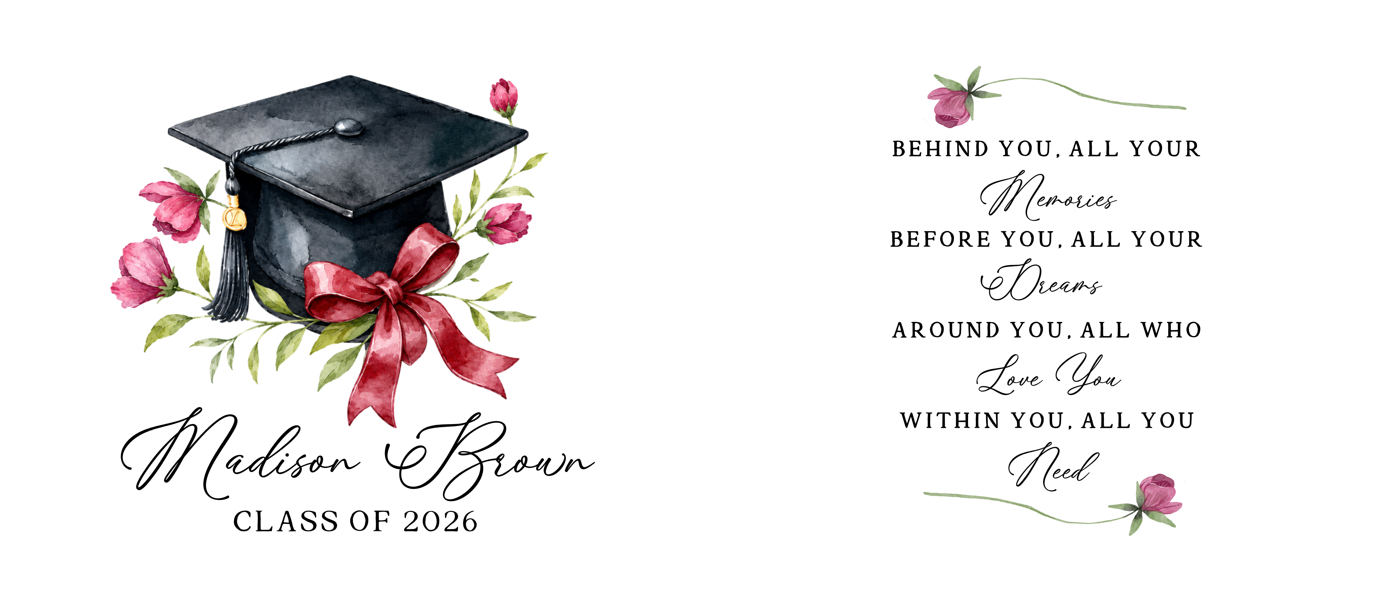 11oz Graduate Mug — Memories Poem (Burgundy Bow)