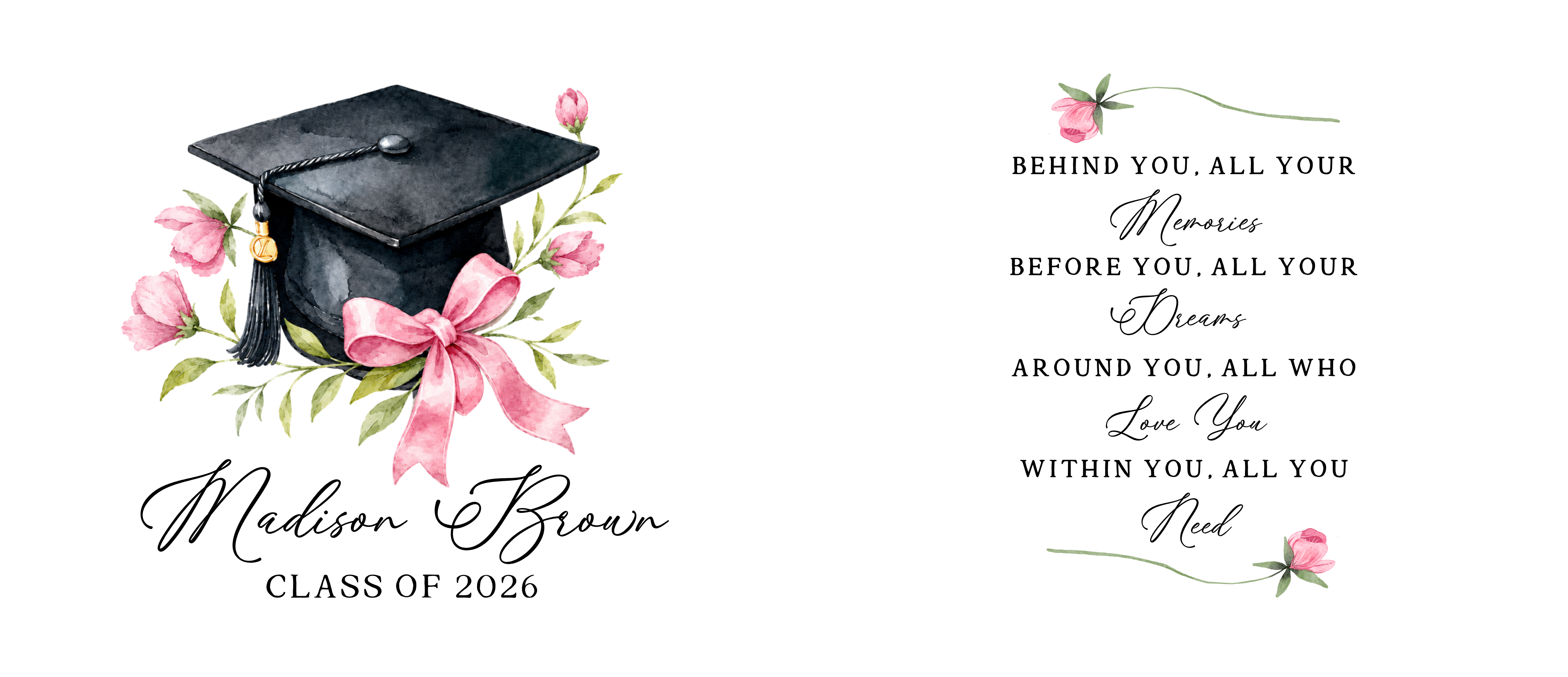 11oz Graduate Mug — Memories Poem (Pink Blooms)