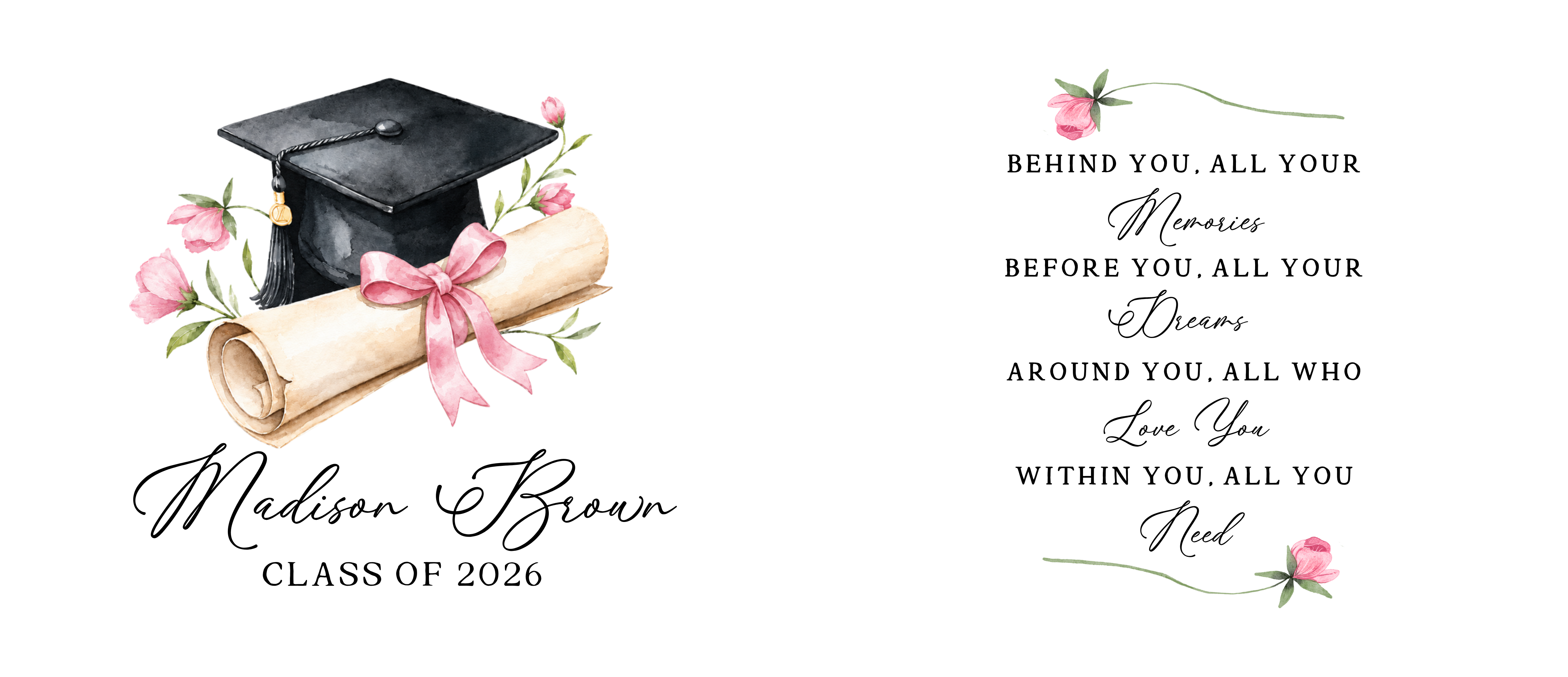 11oz Graduate Mug — Memories Poem (Pink Bow)