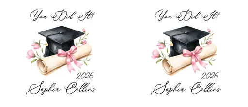 11oz Graduate Mug — You Did It! Diploma (Pink Bow)
