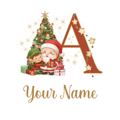 Christmas Alphabet Santa and Elf Letter A