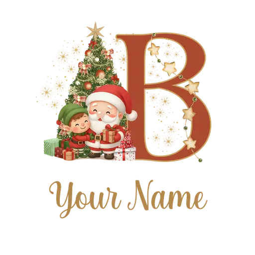 Christmas Alphabet Santa and Elf Letter B