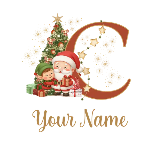 Christmas Alphabet Santa and Elf Letter C