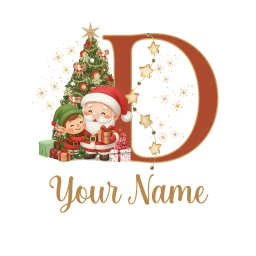 Christmas Alphabet Santa and Elf Letter D