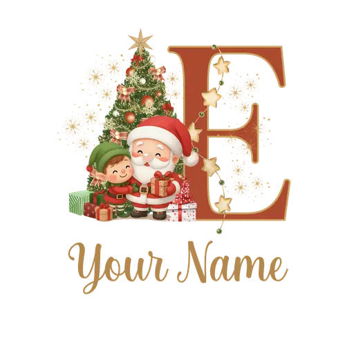 Christmas Alphabet Santa and Elf Letter E
