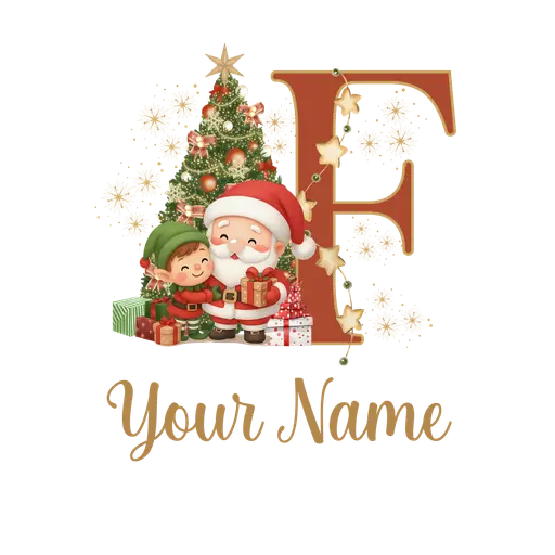 Christmas Alphabet Santa and Elf Letter F