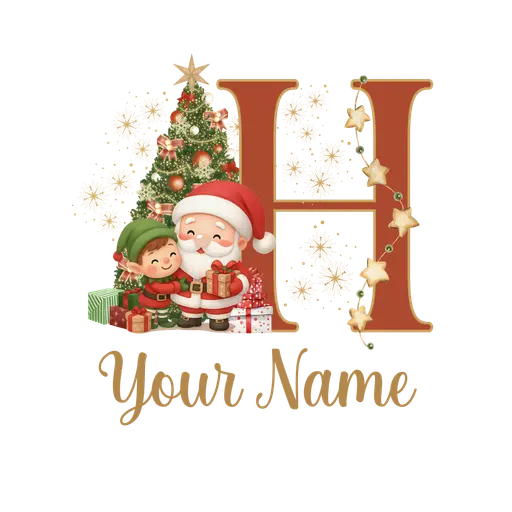 Christmas Alphabet Santa and Elf Letter H