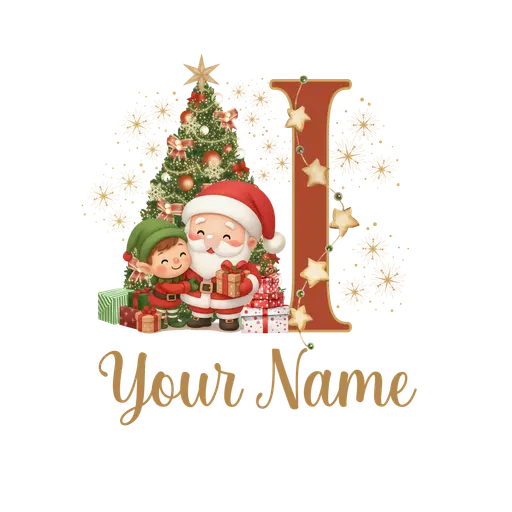Christmas Alphabet Santa and Elf Letter I