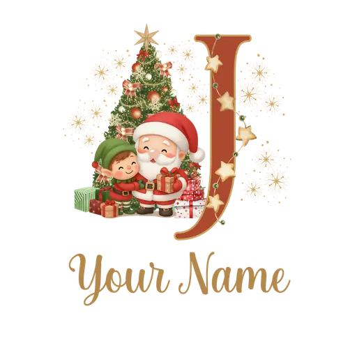 Christmas Alphabet Santa and Elf Letter J