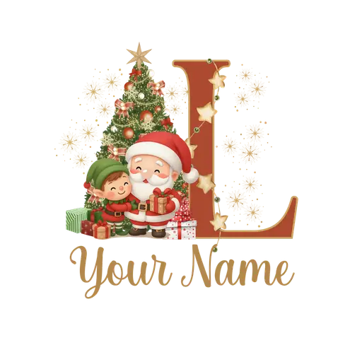 Christmas Alphabet Santa and Elf Letter L
