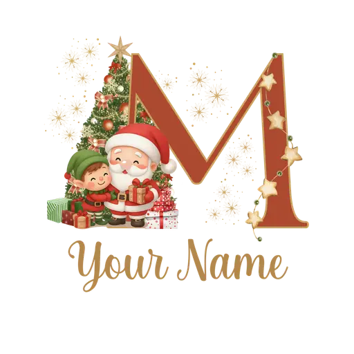 Christmas Alphabet Santa and Elf Letter M