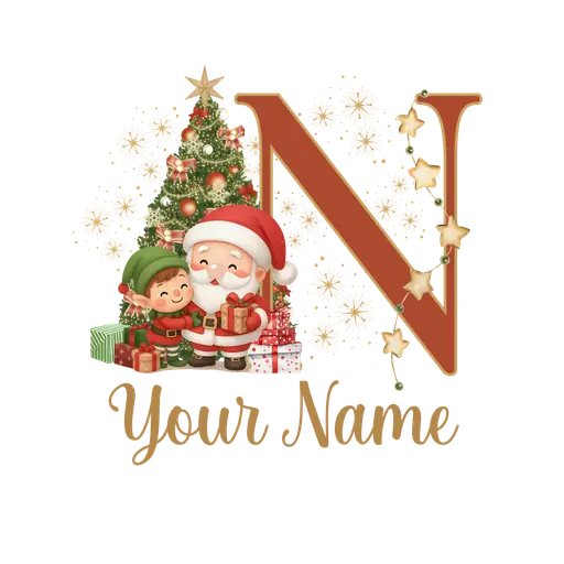 Christmas Alphabet Santa and Elf Letter N
