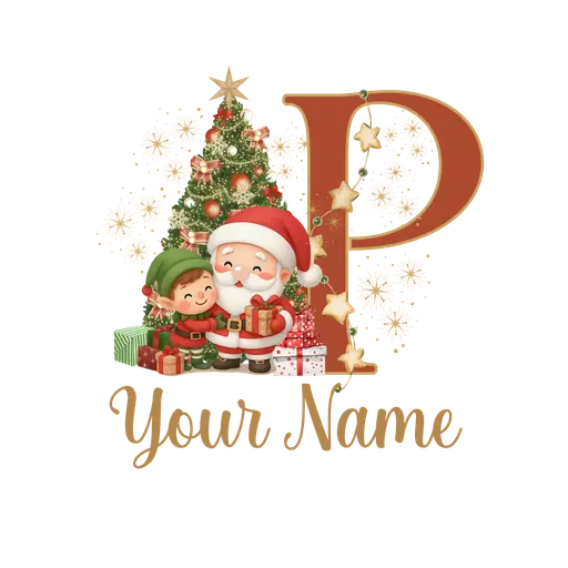 Christmas Alphabet Santa and Elf Letter P