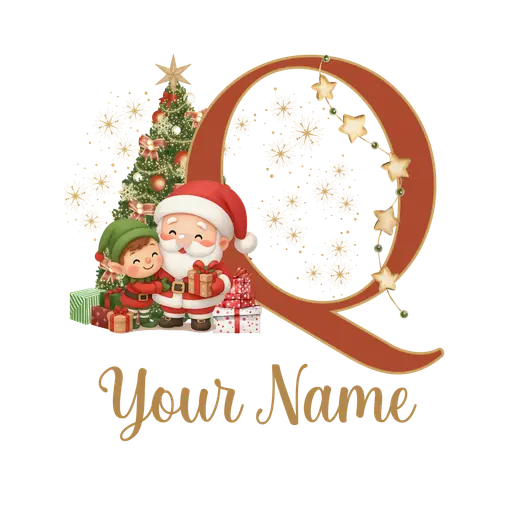 Christmas Alphabet Santa and Elf Letter Q