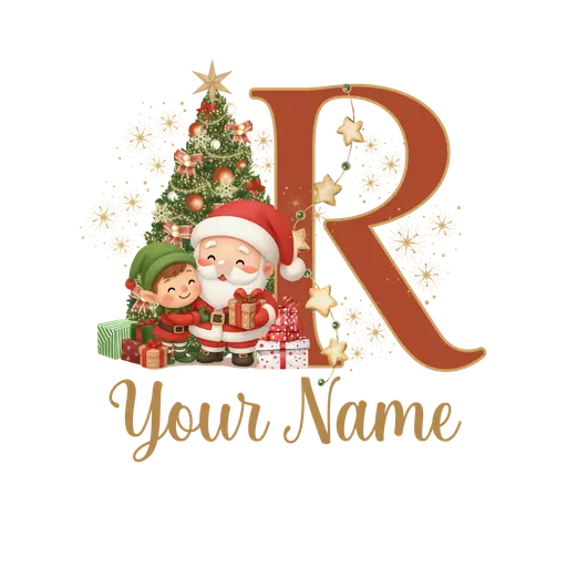 Christmas Alphabet Santa and Elf Letter R