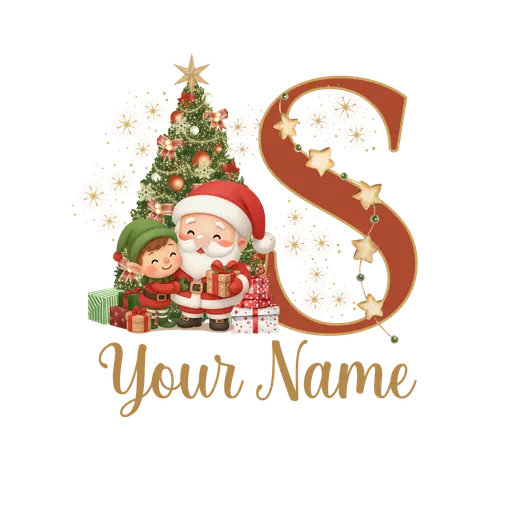 Christmas Alphabet Santa and Elf Letter S