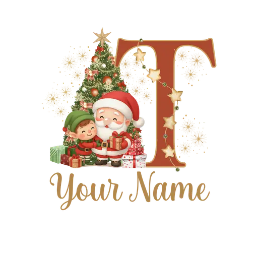 Christmas Alphabet Santa and Elf Letter T