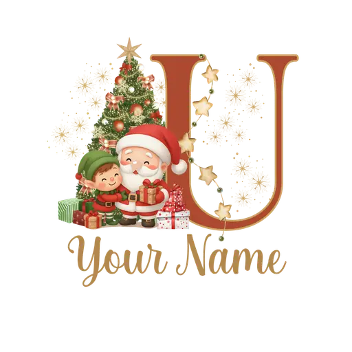 Christmas Alphabet Santa and Elf Letter U