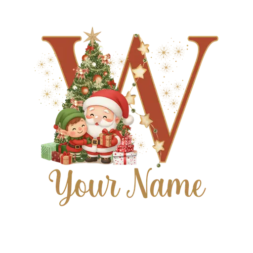 Christmas Alphabet Santa and Elf Letter W