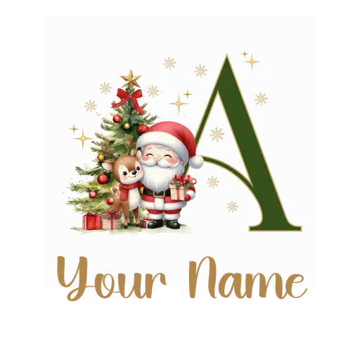 Christmas Alphabet Santa and Reindeer Letter A