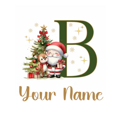 Christmas Alphabet Santa and Reindeer Letter B