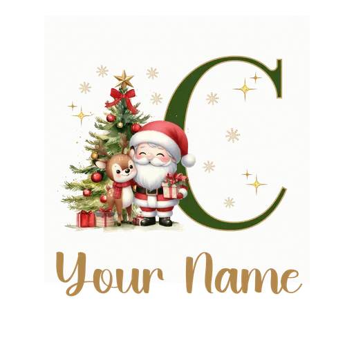 Christmas Alphabet Santa and Reindeer Letter C
