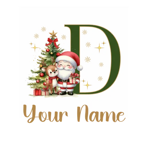 Christmas Alphabet Santa and Reindeer Letter D