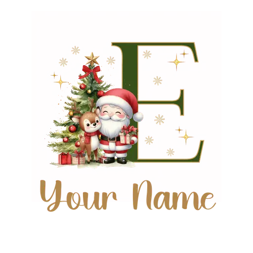 Christmas Alphabet Santa and Reindeer Letter E