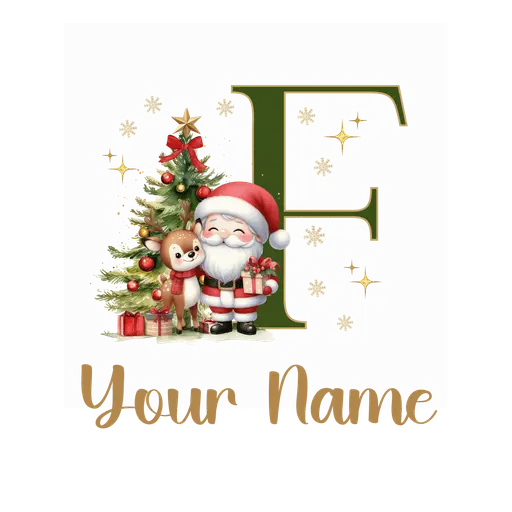Christmas Alphabet Santa and Reindeer Letter F
