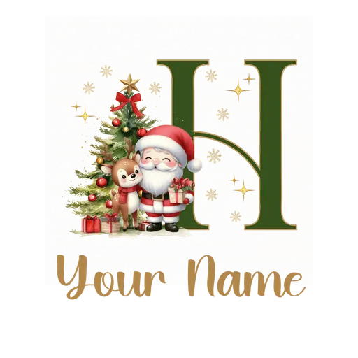 Christmas Alphabet Santa and Reindeer Letter H