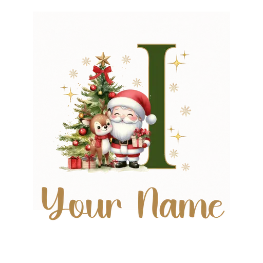Christmas Alphabet Santa and Reindeer Letter I