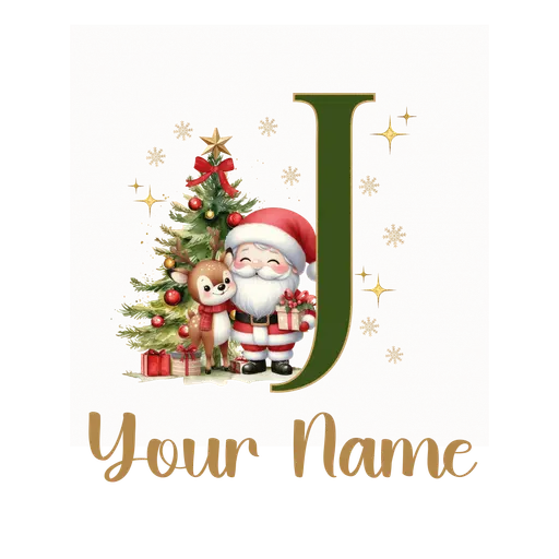 Christmas Alphabet Santa and Reindeer Letter J