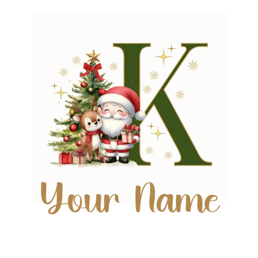 Christmas Alphabet Santa and Reindeer Letter K