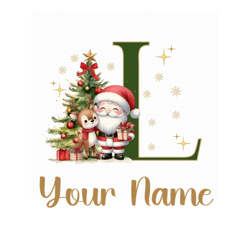 Christmas Alphabet Santa and Reindeer Letter L