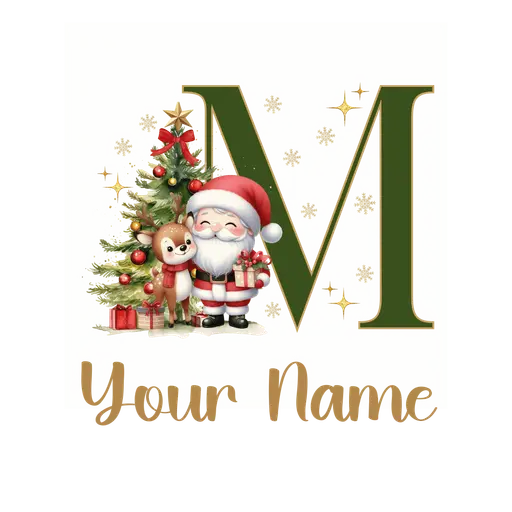 Christmas Alphabet Santa and Reindeer Letter M