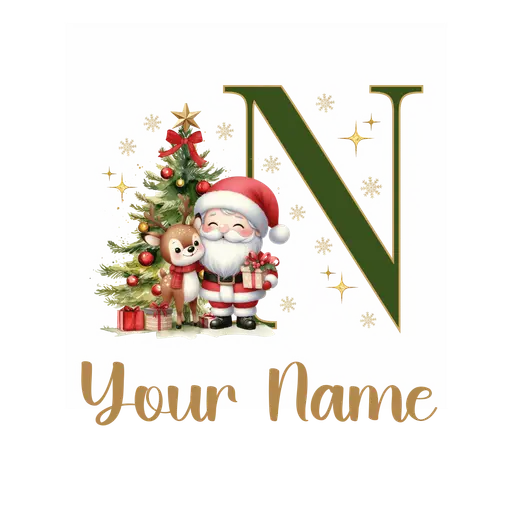 Christmas Alphabet Santa and Reindeer Letter N