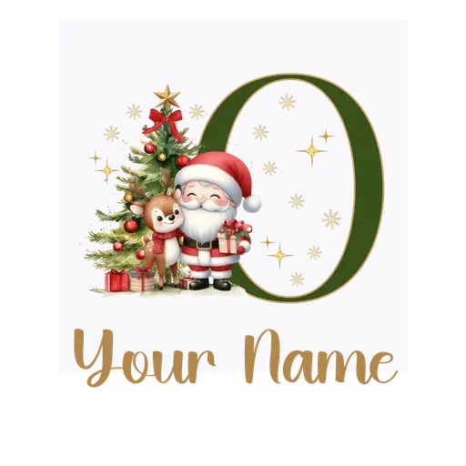 Christmas Alphabet Santa and Reindeer Letter O
