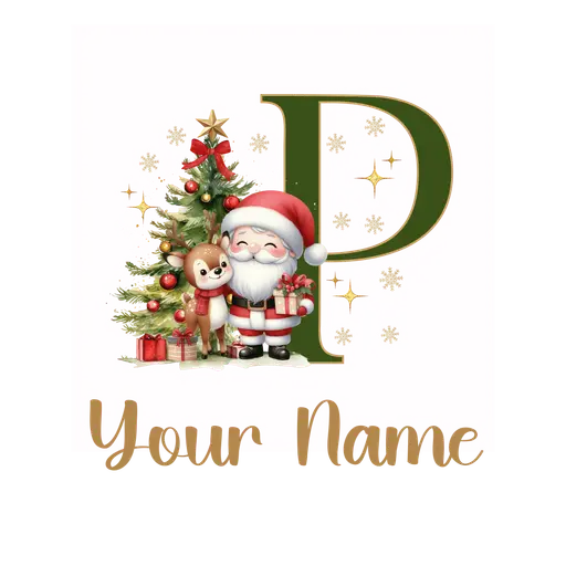 Christmas Alphabet Santa and Reindeer Letter P