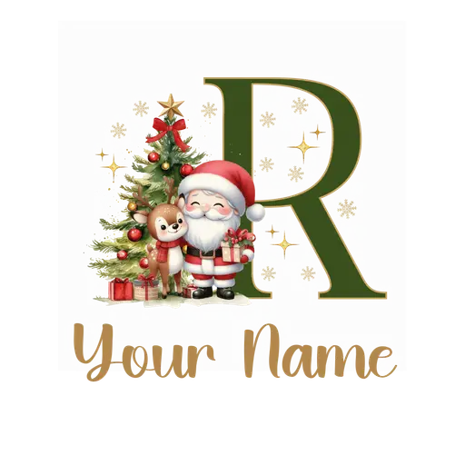 Christmas Alphabet Santa and Reindeer Letter R