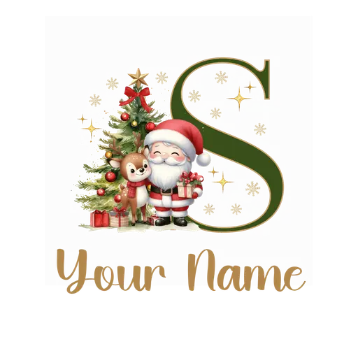 Christmas Alphabet Santa and Reindeer Letter S