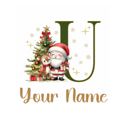 Christmas Alphabet Santa and Reindeer Letter U