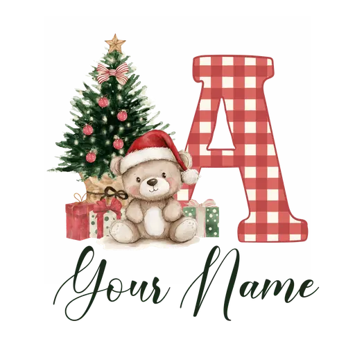 Christmas Alphabet Teddy Bear Letter A