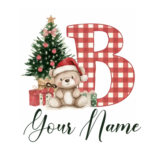 Christmas Alphabet Teddy Bear Letter B