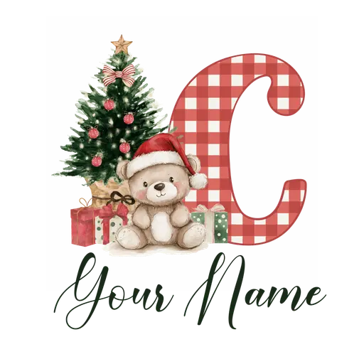 Christmas Alphabet Teddy Bear Letter C