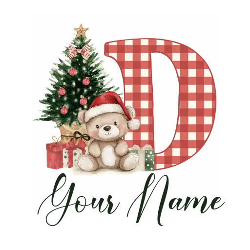 Christmas Alphabet Teddy Bear Letter D
