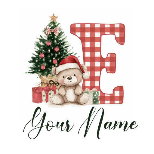 Christmas Alphabet Teddy Bear Letter E