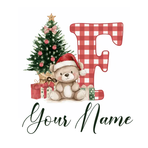Christmas Alphabet Teddy Bear Letter F
