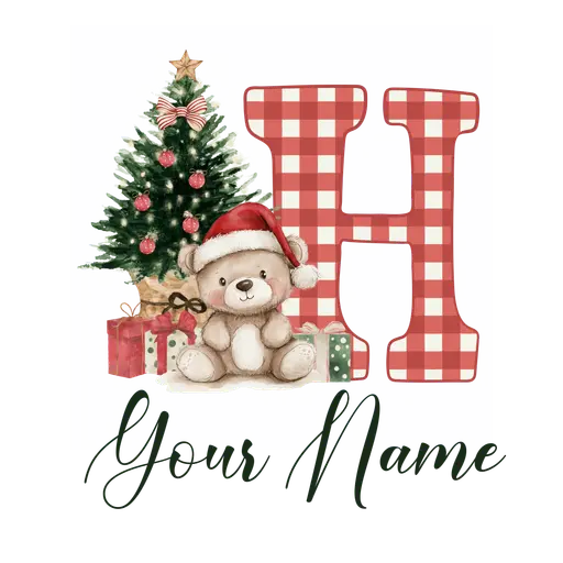 Christmas Alphabet Teddy Bear Letter H
