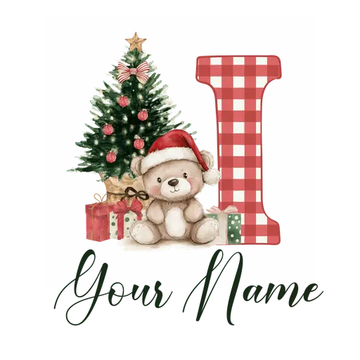 Christmas Alphabet Teddy Bear Letter I